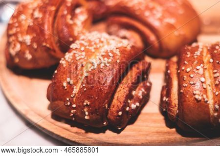 Variety Assortment Of Traditional Finnish Sweets And Pastries With Cinnamon Bun, And Cardamon Roll A