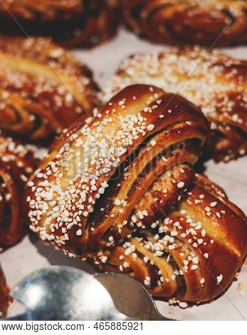 Variety Assortment Of Traditional Finnish Sweets And Pastries With Cinnamon Bun, And Cardamon Roll A
