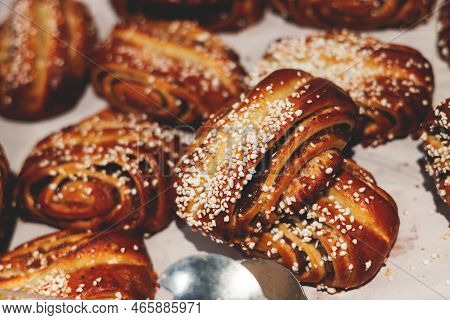 Variety Assortment Of Traditional Finnish Sweets And Pastries With Cinnamon Bun, And Cardamon Roll A