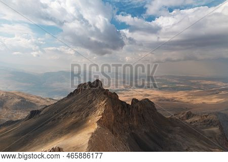 Aladaglar National Park. Cloudy Mountain Landscape. Glacial Mountains, Hills. Transmountain Trips. T