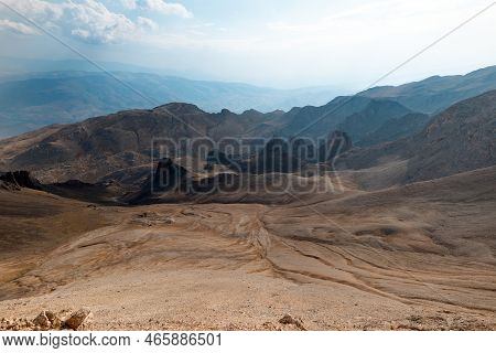 Aladaglar National Park. Cloudy Mountain Landscape. Glacial Mountains, Hills. Transmountain Trips. T