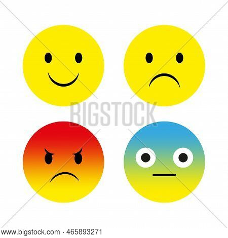 Yellow Smilies Are Different. Cute Character Design. Happy People Positive Emotion. Smile Face. Vect