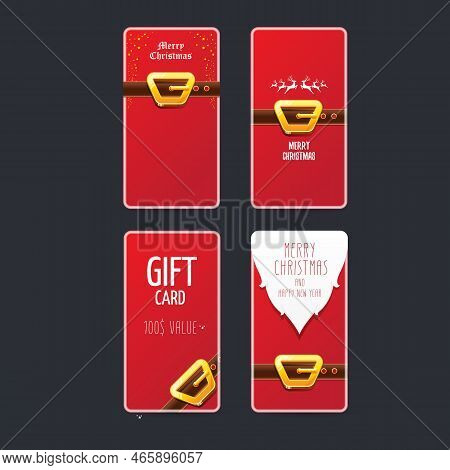 Vector Red Hristmas Sale Banners Set Isolated On Grey Background. Christmas Vertical Background Coll