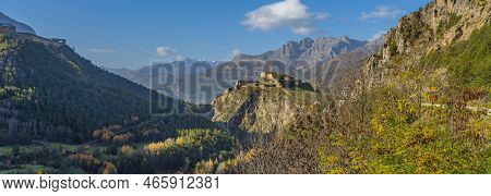 Landscape In The French Southern Alps At In The Middle Of A Large Valley At Briancon In Autumn