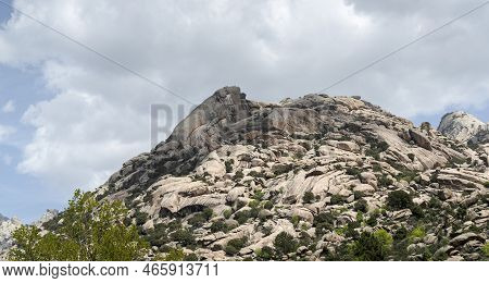Views Of The Sirio Peak, La Pedriza, From The Recreational Area Of Cantocochino, Guadarrama Mountain