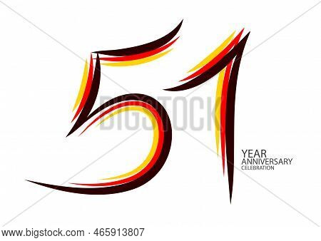 51 Years Anniversary Celebration Logotype Colorful Line Vector, 51th Birthday Logo, 51 Number Design