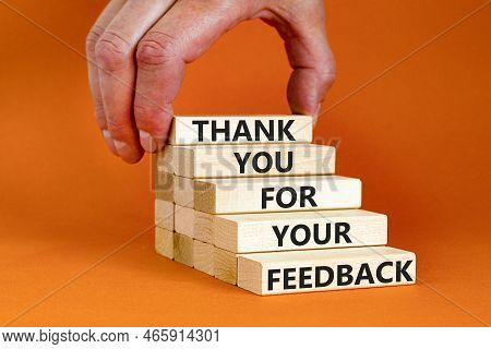 Thank You For Feedback Symbol. Concept Words Thank You For Your Feedback On Wooden Blocks On A Beaut