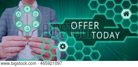 Writing Displaying Text Offer. Business Showcase Resent Or Proffer Something For Someone To Accept R