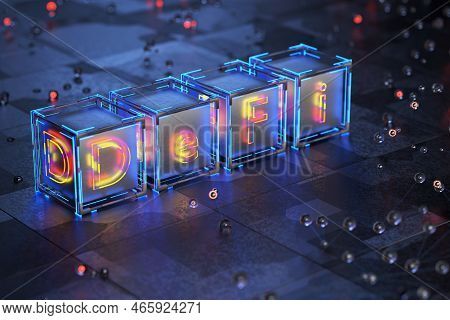 Defi - Decentralized Finance. The Concept Of A Decentralized Exchange. 3d Render..