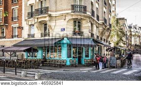 Paris, France, October 2022, View Of The Barourcq Terrace, A Bar, And Restaurant By The Villette Bas