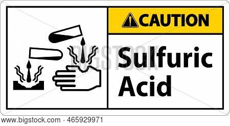 Caution Sulfuric Acid Sign On White Background