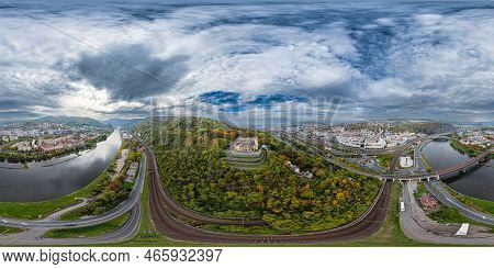 Vetruse Lookout Point And Hotel Over Usti Nad Labem City In Autumn It Is Cloudy During The Day