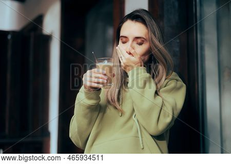 Woman Suffering A Toothache Being Sensitive To Hot Drinks