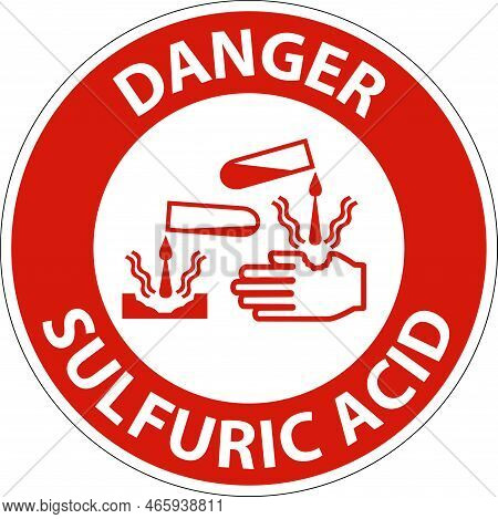 Danger Sulfuric Acid Sign On White Background