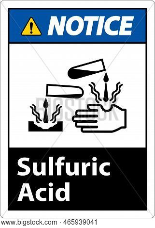 Notice Sulfuric Acid Sign On White Background