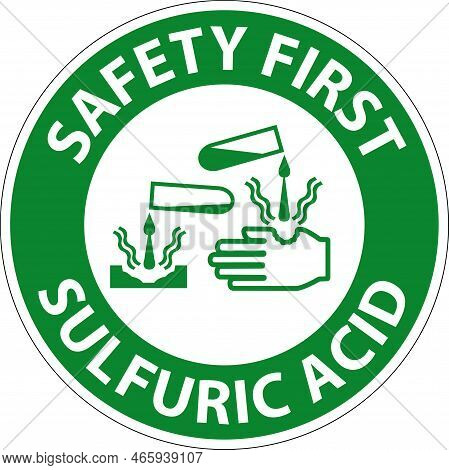 Safety First Sulfuric Acid Sign On White Background