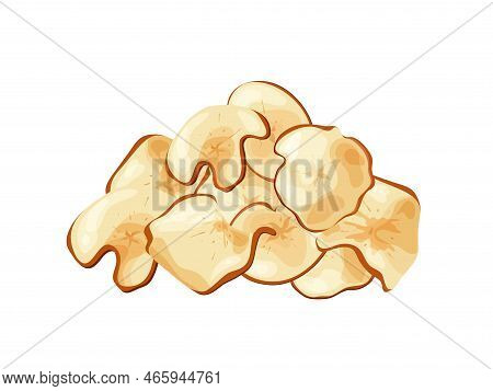 Apple Fruit Chips Dry Crips Slice. Organic Food Baked Delicious. Vector Illustration