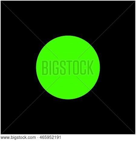 Green Dot On Black Background Icon. Green Dost.
