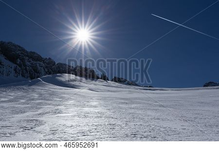 Austrian Mountain Region Dachstein On A Bright Sunny Day