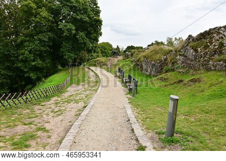 Checiny, Poland - September 14, 2022: Path Leading To The Checiny Castle - A Royal Castle. Poland