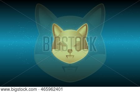 Shiba Virtual Currency Visuals On A Colorful Background. 3d Illustrations.