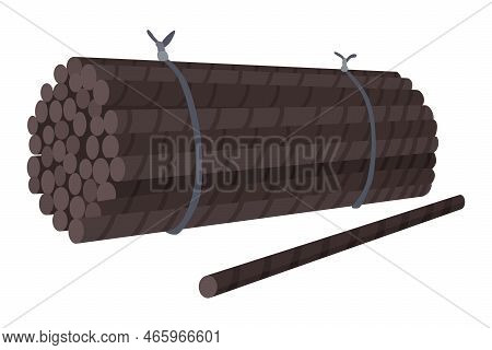 Building Material. Heap Of Armature. Cartoon Supplies For Buildings Works. Construction Concept. Ill