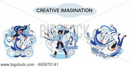 Creative Mind, Imagination Or Brainstorm Or Originative Idea Concept. Creative Imagination. Phantasy