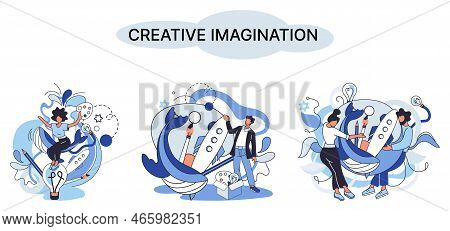 Creative Mind, Imagination Or Brainstorm Or Originative Idea Concept. Creative Imagination. Phantasy