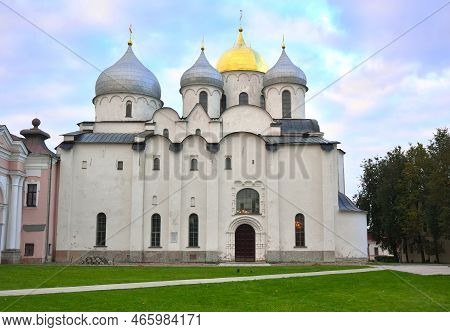 Ancient Temples Of Veliky Novgorod. Hagia Sophia In The Kremlin, A Monument Of The Xi Century, A Une