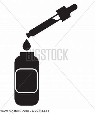 Serum Icon On White Background. Dropper Bottle With Serum Or Oil. Serum Or Essential Oil Sign. Flat 