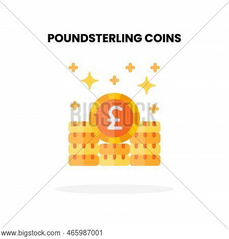 Poundsterling Coins Flat Icon. Vector Illustration On White Background. Can Used For Digital Product