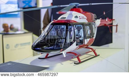 August 30, 2019, Moscow Region, Russia. Model Of The Russian Light Multi-role Helicopter Kazan Ansat
