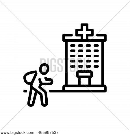 Black Line Icon For Asylum Hospital Clinic Lanatic-asylum Building Health-center Institution Medical