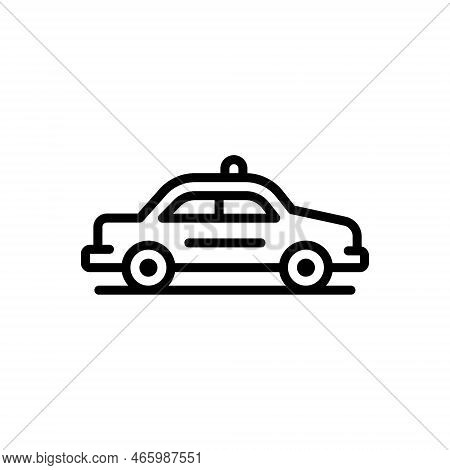 Black Line Icon For Taxi Cab Car Driver Automobile Public Ride Transport