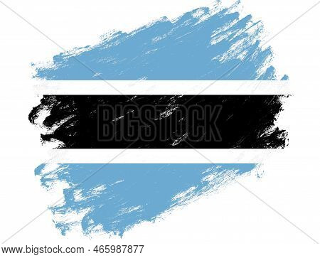 Botswana Flag Painted On A Grunge Brush Stroke White Background