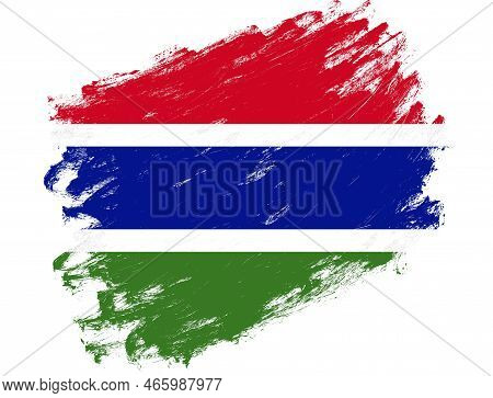 Gambia Flag Painted On A Grunge Brush Stroke White Background