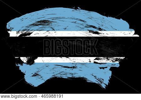Botswana Flag On Distressed Black Stroke Brush Background