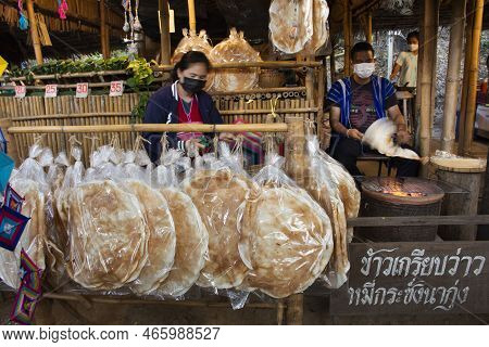 Thai Karen Ethnic People Cooking Local Food Snack For Sale Travelers Travel Visit Eat Drink Goods Pr