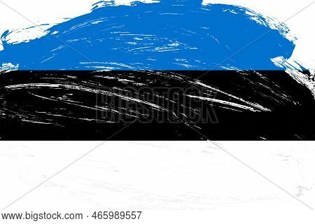 Distressed Stroke Brush Painted Estonia Flag On White Background
