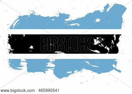 Botswana Flag With Painted Grunge Brush Stroke Effect On White Background