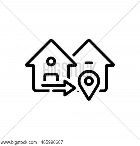 Black Line Icon For Near Nigh Nearby House Location Neighbor Vicinal Closely