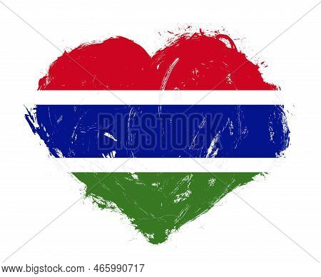 Gambia Flag In Stroke Brush Heart Shape On White Background