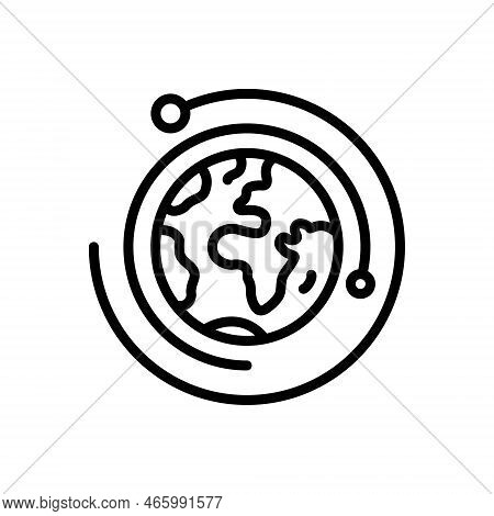 Black Line Icon For Orbit Revolution Transfer-orbit Rotation Satellite Path Track Planet Universe Co