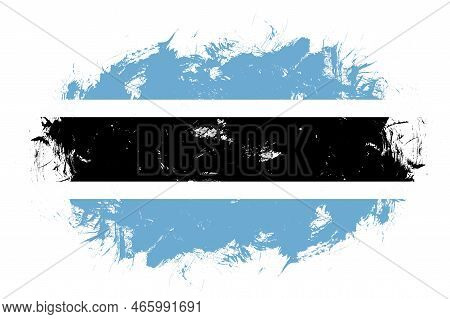 Botswana Flag On Abstract Stroke Brush Background