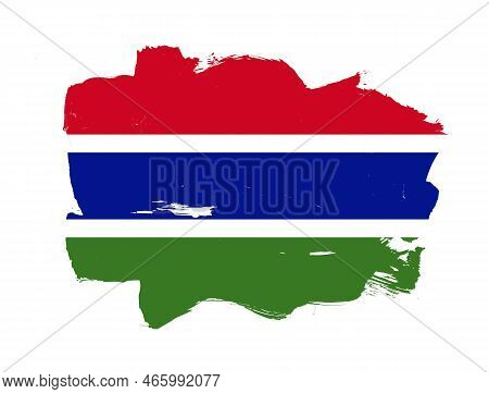 Painted Flag Of Gambia With Stroke Brush Effect On White Background