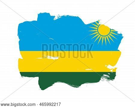Painted Flag Of Rwanda With Stroke Brush Effect On White Background