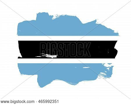 Painted Flag Of Botswana With Stroke Brush Effect On White Background