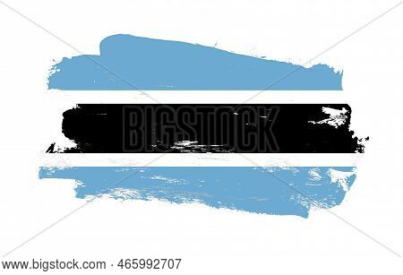 Stroke Brush Painted Distressed Flag Of Botswana On White Background