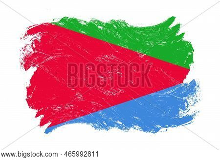 Eritrea Flag On Distressed Grunge White Stroke Brush Background