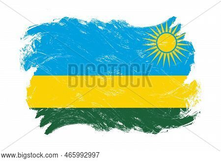 Rwanda Flag On Distressed Grunge White Stroke Brush Background